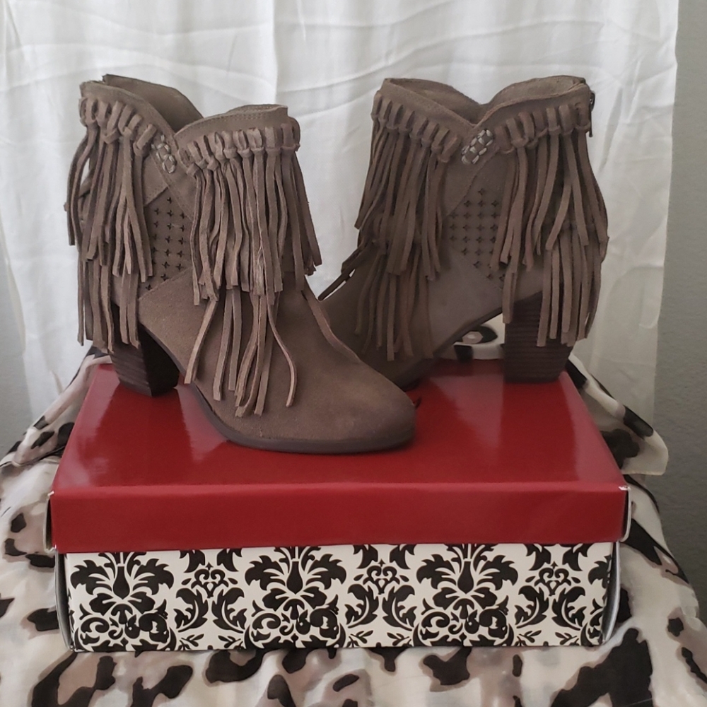 Naughty Monkey fringe leather bootie